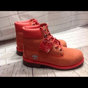 NIB Timberland 6in Leather Boots TBOA1ODE-coral